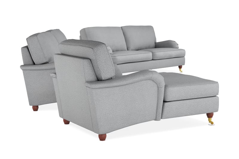 Howard Lyx Sofagruppe 4-personers + 3-personers Sofa + Chaiselongstol i Stof - Lysegrå - Møbler - Sofaer - Sofagrupper - Howard sofagruppe