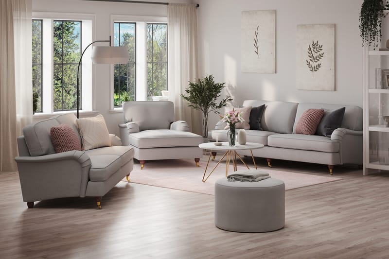Howard Lyx Sofagruppe 4-personers + 3-personers Sofa + Chaiselongstol i Stof - Lysegrå - Møbler - Sofaer - Sofagrupper - Howard sofagruppe
