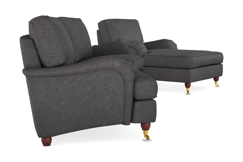 Howard Lyx Sofagruppe 4-personers Svunget Sofa + Chaiselongstol i Stof - Mørkegrå - Møbler - Sofaer - Sofagrupper - Howard sofagruppe