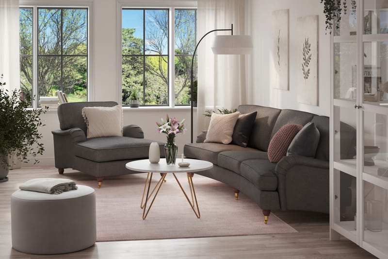 Howard Lyx Sofagruppe 4-personers Svunget Sofa + Chaiselongstol i Stof - Mørkegrå - Møbler - Sofaer - Sofagrupper - Howard sofagruppe