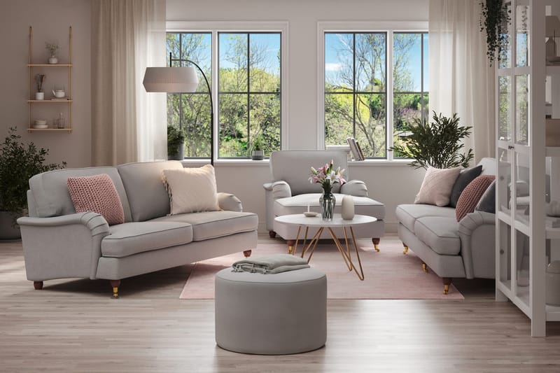 Howard Lyx Sofagruppe 4-personers + 3-personers Sofa + Chaiselongstol i Stof - Lysegrå - Møbler - Sofaer - Sofagrupper - Howard sofagruppe
