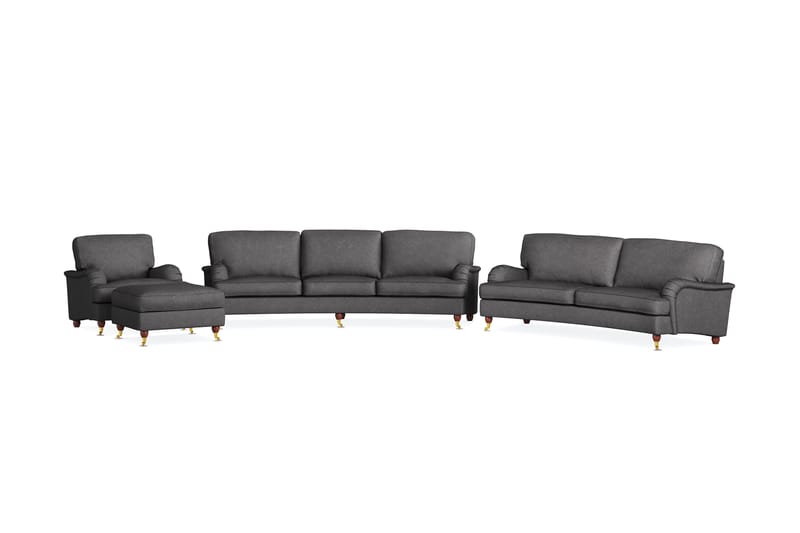 Howard Lyx Sofagruppe Buet 4+3+Lænestol+Puf - Mørkegrå - Howard sofagruppe