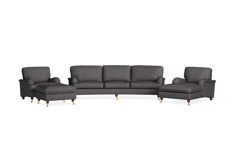 Howard Lyx Sofagruppe Buet 4-pers+2 Lænestoler+Puf - Mørkegrå - Howard sofagruppe