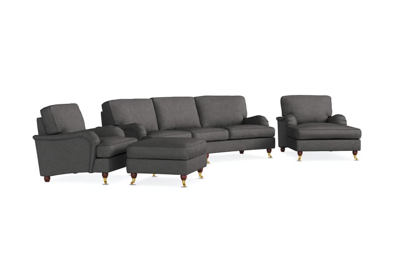 Howard Lyx Sofagruppe Buet 4-pers+2 Lænestoler+Puf - Mørkegrå - Howard sofagruppe