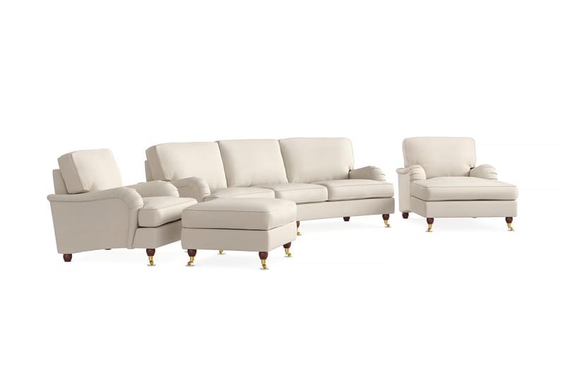 Howard Lyx Sofagruppe Buet 4-pers+2 Lænestoler+Puf - Beige - Howard sofagruppe