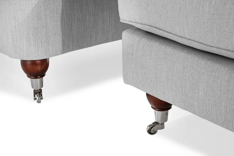 Howard Riviera Sofaarrangement Buet 3-personers + 2-personers Sofa + Lænestol + Fodskammel i Stof - Grå - Møbler - Sofaer - Sofagrupper - Howard sofagruppe