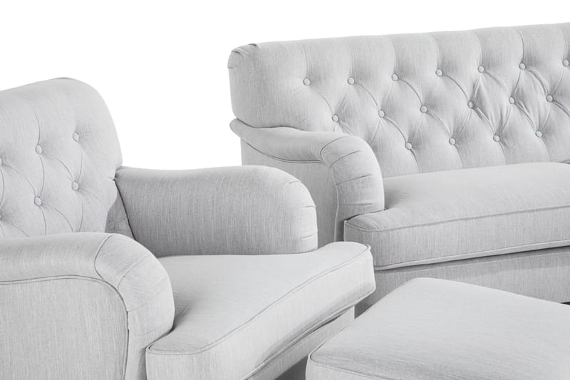 Howard Riviera Sofaarrangement Buet 3-personers + 2-personers Sofa + Lænestol + Fodskammel i Stof - Grå - Møbler - Sofaer - Sofagrupper - Howard sofagruppe