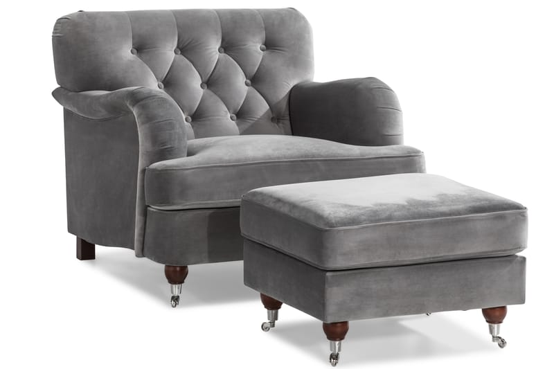 Howard Riviera Sofagruppe 2-pers+3-pers+Lænestol+Skammel Sva - Sølvgrå - Møbler - Sofaer - Sofagrupper - Howard sofagruppe