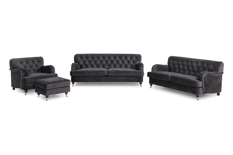 Howard Riviera Sofagruppe 2-Pers.+3-Pers.+Lænestol+Puf - Mørkegrå - Møbler - Sofaer - Sofagrupper - Howard sofagruppe