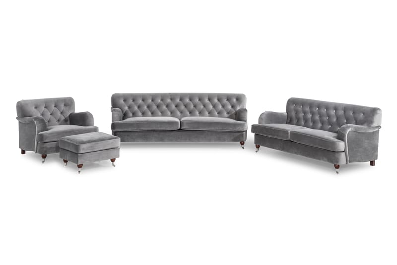 Howard Riviera Sofagruppe 2-pers+3-pers+Lænestol+Skammel Sva - Sølvgrå - Møbler - Sofaer - Sofagrupper - Howard sofagruppe