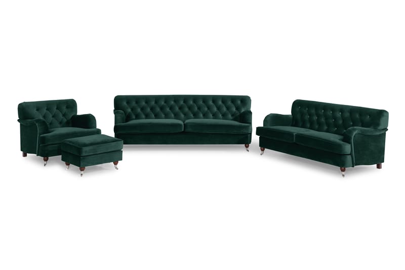 Howard Riviera Sofagruppe 2-pers+3-pers+Lænestol+Skammel Sva - Mørkegrøn - Møbler - Sofaer - Sofagrupper - Howard sofagruppe