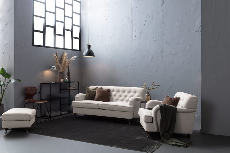 Howard Riviera Sofagruppe 3-personers + 2-personers Sofa + Lænestol + Fodskammel i Stof - Lysegrå - Møbler - Sofaer - Sofagrupper - Howard sofagruppe