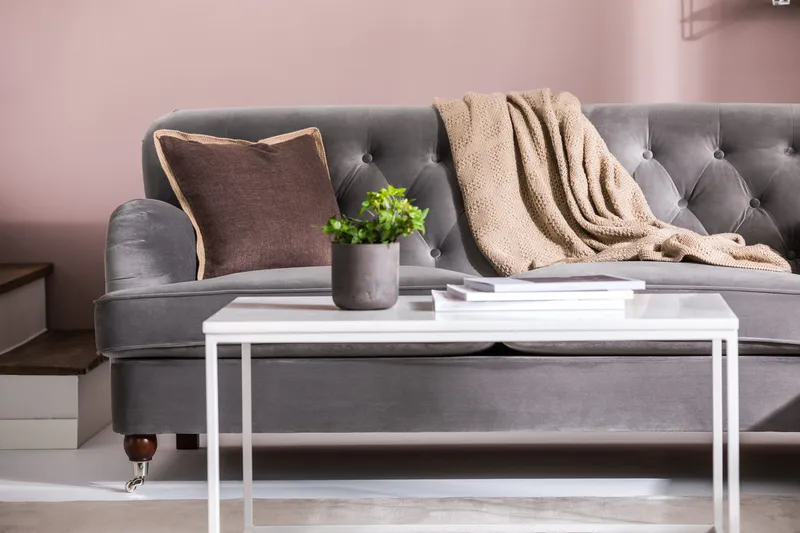 Howard Riviera Sofagruppe 3-personers + 2-personers Sofa + Lænestol + Fodskammel i Fløjl - Lysegrå - Møbler - Sofaer - Sofagrupper - Howard sofagruppe