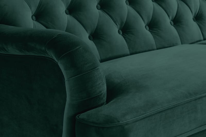 Howard Riviera Sofagruppe 3-personers + 2-personers Sofa + Lænestol + Fodskammel i Fløjl - Grøn - Møbler - Sofaer - Sofagrupper - Howard sofagruppe