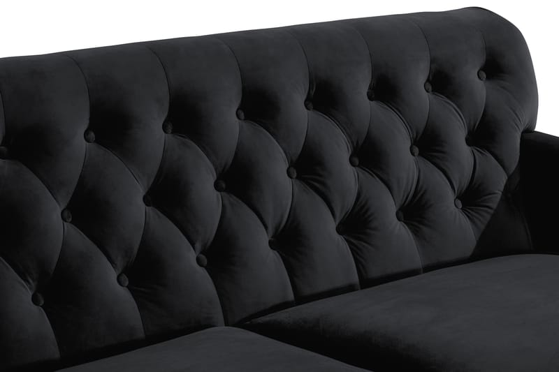 Howard Riviera Sofagruppe 3-personers + 2-personers Sofa + Lænestol + Fodskammel i Fløjl - Sort - Møbler - Sofaer - Sofagrupper - Howard sofagruppe