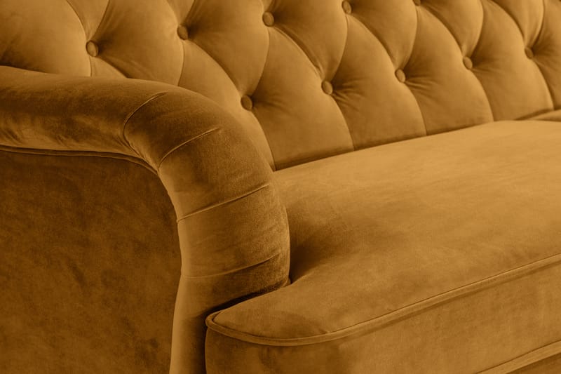 Howard Riviera Sofagruppe 3-personers + 2-personers Sofa + Lænestol + Fodskammel i Fløjl - Mørkegul - Møbler - Sofaer - Sofagrupper - Howard sofagruppe