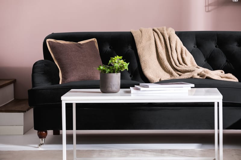 Howard Riviera Sofagruppe 3-personers + 2-personers Sofa + Lænestol + Fodskammel i Fløjl - Sort - Møbler - Sofaer - Sofagrupper - Howard sofagruppe