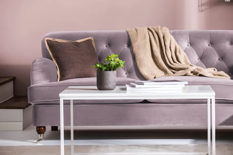 Howard Riviera Sofagruppe 3-personers + 2-personers Sofa + Lænestol + Fodskammel i Fløjl - Lilla - Møbler - Sofaer - Sofagrupper - Howard sofagruppe