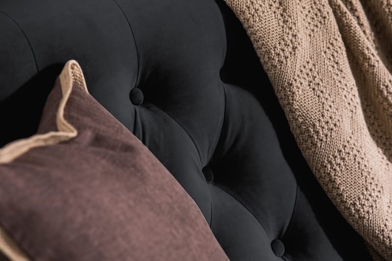 Howard Riviera Sofagruppe 3-personers + 2-personers Sofa + Lænestol + Fodskammel i Fløjl - Sort - Møbler - Sofaer - Sofagrupper - Howard sofagruppe