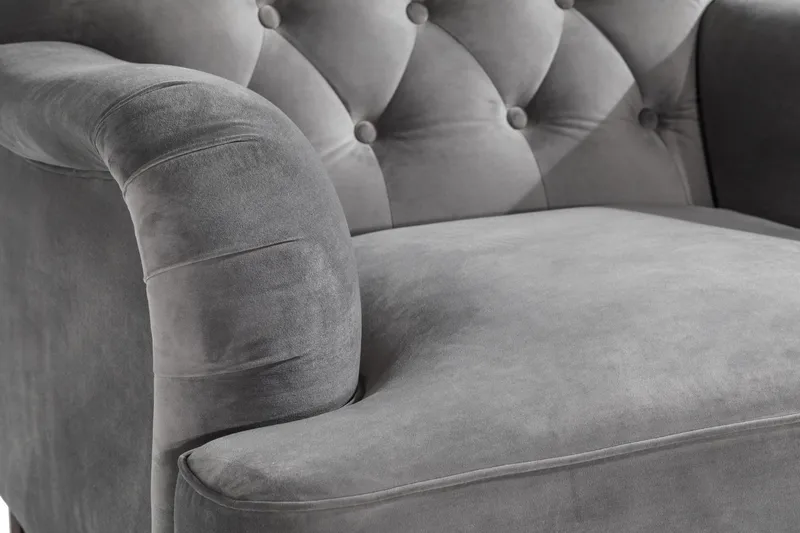 Howard Riviera Sofagruppe 3-personers + 2-personers Sofa + Lænestol + Fodskammel i Fløjl - Lysegrå - Møbler - Sofaer - Sofagrupper - Howard sofagruppe