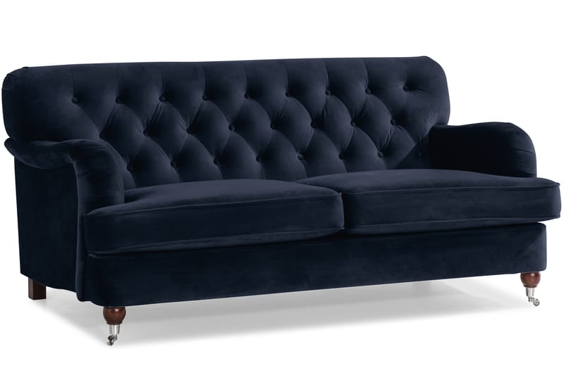 Howard Riviera Sofagruppe 3-personers + 2-personers Sofa + Lænestol + Fodskammel i Fløjl - Blå - Møbler - Sofaer - Sofagrupper - Howard sofagruppe