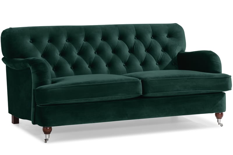 Howard Riviera Sofagruppe 3-personers + 2-personers Sofa + Lænestol + Fodskammel i Fløjl - Grøn - Møbler - Sofaer - Sofagrupper - Howard sofagruppe