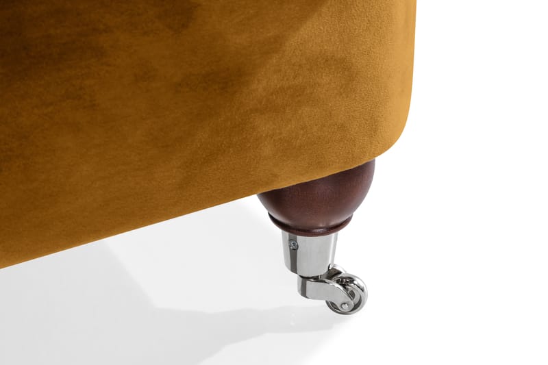 Howard Riviera Sofagruppe Svunget 3-personers + 2-personers Sofa + Lænestol + Fodskammel i Fløjl - Mørkegul - Møbler - Sofaer - Sofagrupper - Howard sofagruppe