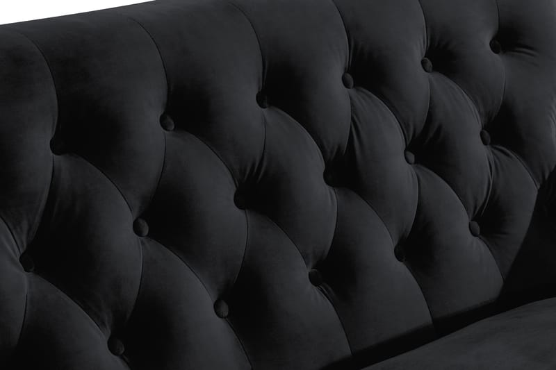 Howard Riviera Sofagruppe Svunget 3-personers + 2-personers Sofa + Lænestol + Fodskammel i Fløjl - Sort - Møbler - Sofaer - Sofagrupper - Howard sofagruppe