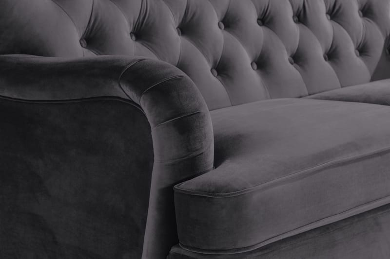 Howard Riviera Sofagruppe Svunget 3-personers + 2-personers Sofa + Lænestol + Fodskammel i Fløjl - Mørkegrå - Møbler - Sofaer - Sofagrupper - Howard sofagruppe
