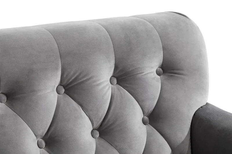 Howard Riviera Sofagruppe Svunget 3-personers + 2-personers Sofa + Lænestol + Fodskammel i Fløjl - Lysegrå - Møbler - Sofaer - Sofagrupper - Howard sofagruppe