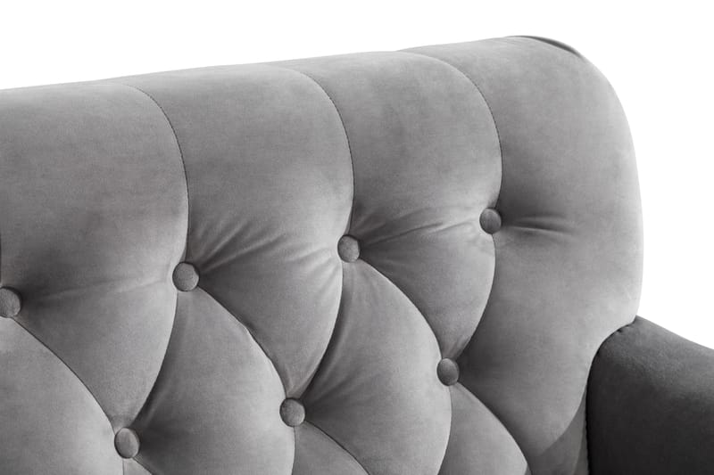 Howard Riviera Sofagruppe Svunget 3-personers + 2-personers Sofa + Lænestol + Fodskammel i Fløjl - Lysegrå - Møbler - Sofaer - Sofagrupper - Howard sofagruppe