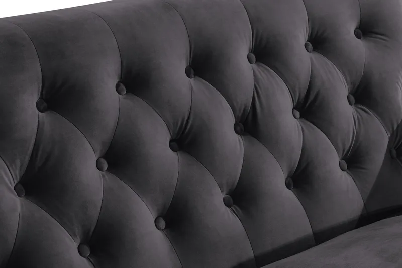 Howard Riviera Sofagruppe Svunget 3-personers + 2-personers Sofa + Lænestol + Fodskammel i Fløjl - Mørkegrå - Møbler - Sofaer - Sofagrupper - Howard sofagruppe