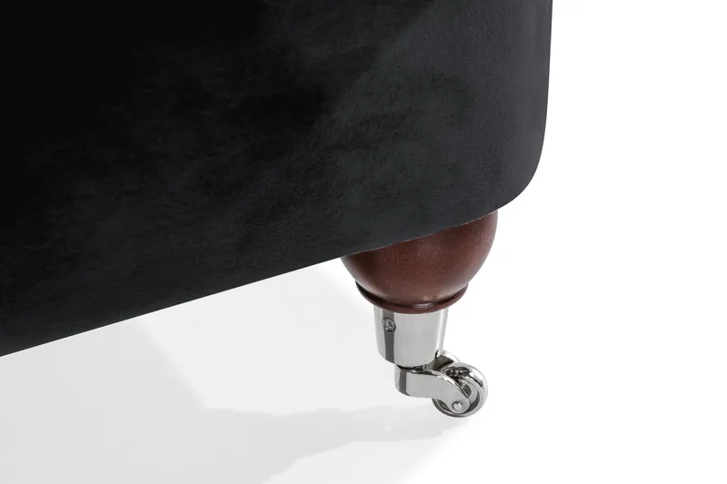 Howard Riviera Sofagruppe Svunget 3-personers + 2-personers Sofa + Lænestol + Fodskammel i Fløjl - Sort - Møbler - Sofaer - Sofagrupper - Howard sofagruppe