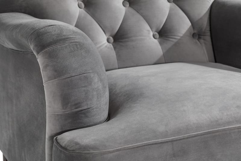 Howard Riviera Sofagruppe Svunget 3-personers + 2-personers Sofa + Lænestol + Fodskammel i Fløjl - Lysegrå - Møbler - Sofaer - Sofagrupper - Howard sofagruppe