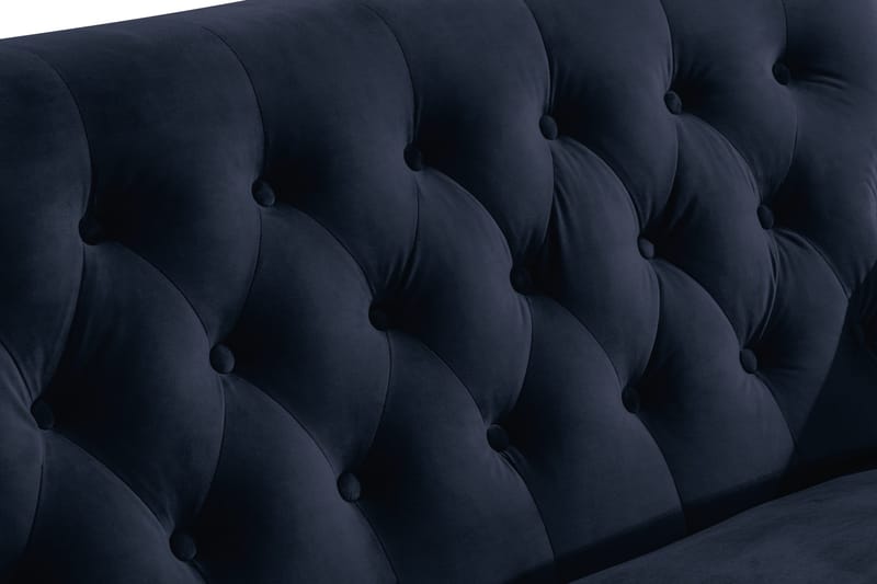 Howard Riviera Sofagruppe Svunget 3-personers + 2-personers Sofa + Lænestol + Fodskammel i Fløjl - Blå - Møbler - Sofaer - Sofagrupper - Howard sofagruppe