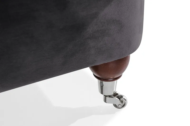 Howard Riviera Sofagruppe Svunget 3-personers + 2-personers Sofa + Lænestol + Fodskammel i Fløjl - Mørkegrå - Møbler - Sofaer - Sofagrupper - Howard sofagruppe