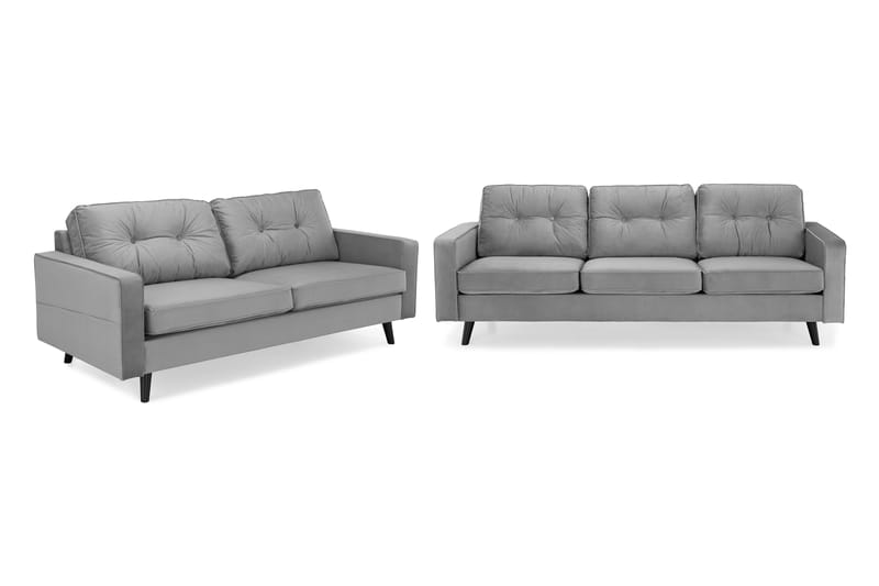 Monroe Sofagruppe 4-personers + 3-personers Fløjlssofa - Lysegrå - Møbler - Sofaer - Sofagrupper - Howard sofagruppe