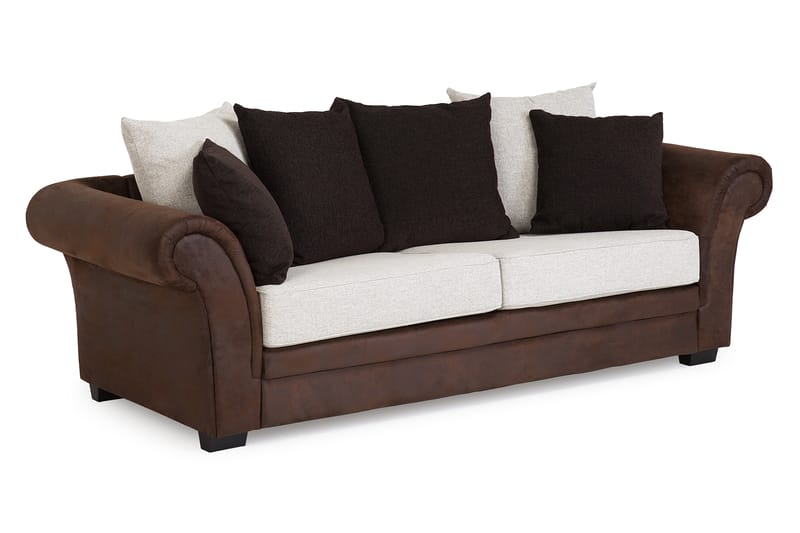 Toronto Sofagruppe 2-Pers+3-Pers+Lænestol - Brun/Beige - Sofasæt 3+2+1 - Howard sofagruppe