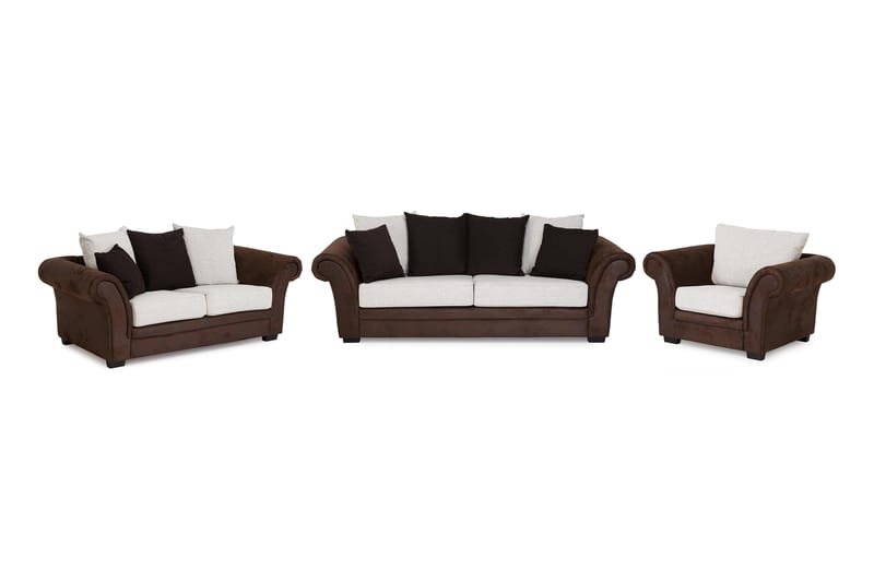 Toronto Sofagruppe 2-Pers+3-Pers+Lænestol - Brun/Beige - Sofasæt 3+2+1 - Howard sofagruppe