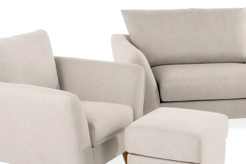 Trend Sofagruppe 3-personers + 2-personers Sofa + Lænestol + Fodskammel i Stof - Beige - Møbler - Sofaer - Sofagrupper - Howard sofagruppe