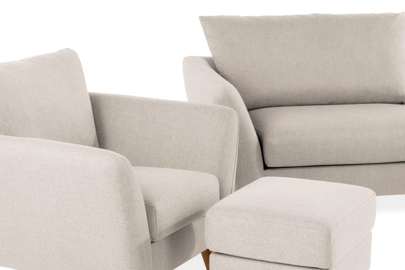 Trend Sofagruppe 3-personers + 2-personers Sofa + Lænestol + Fodskammel i Stof - Beige - Møbler - Sofaer - Sofagrupper - Howard sofagruppe