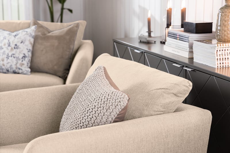 Trend Sofagruppe 3-personers + 2-personers Sofa + Lænestol + Fodskammel i Stof - Beige - Møbler - Sofaer - Sofagrupper - Howard sofagruppe