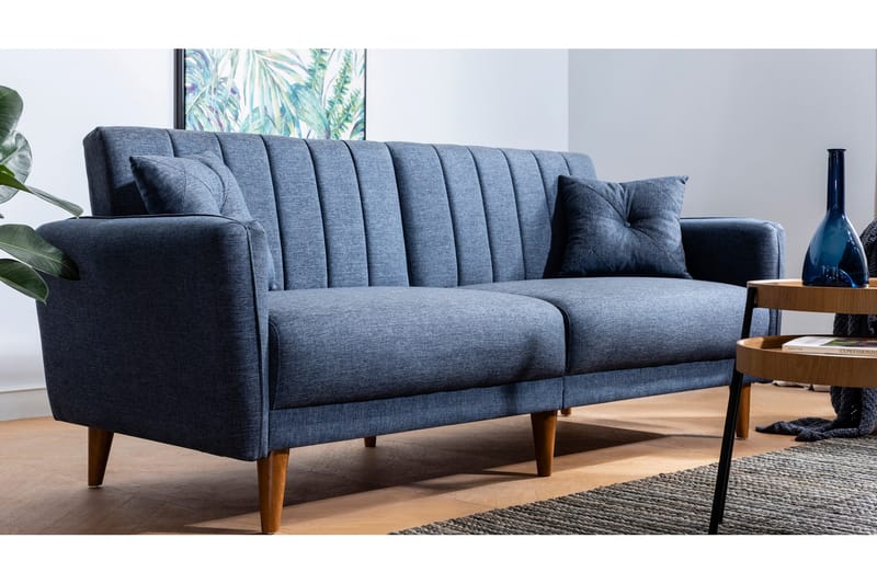 Lepinas 3-personers Sofagruppe med Sovefunktion i Stof med Lænestol - Blå - Møbler - Sofaer - Sofagrupper