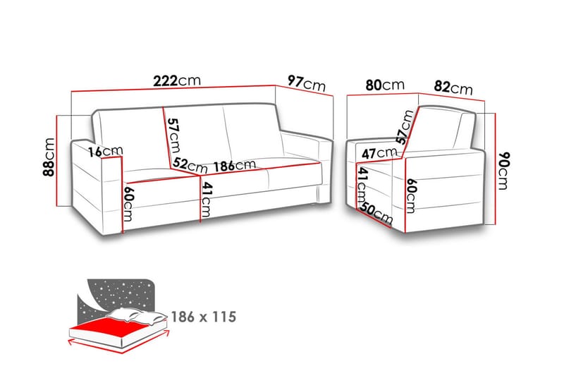 Lux sofagruppe - Grå - Møbler - Sofaer - Sofagrupper