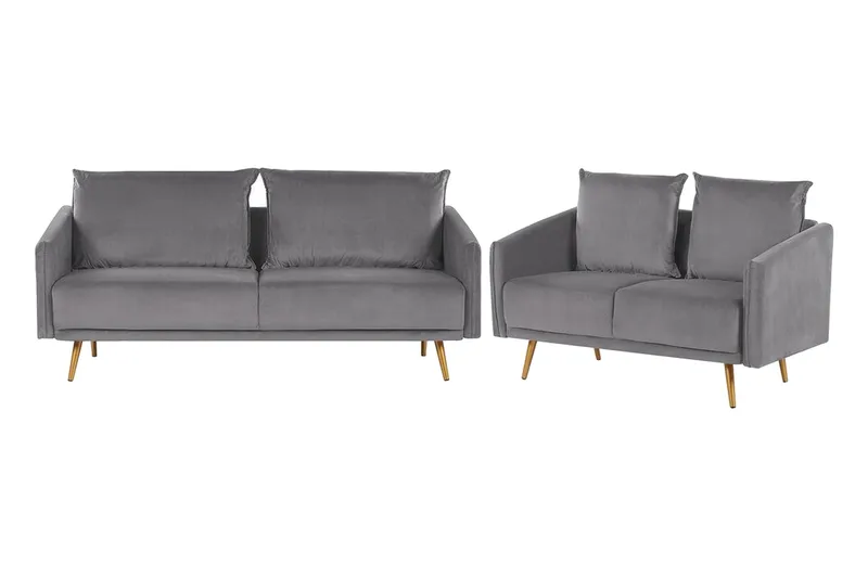 Maurana Sofagruppe 2-Pers. + 3-Pers., Velour/Grå