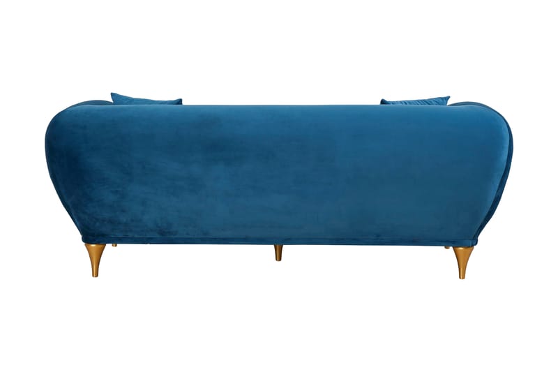 Meblon Sofagruppe2-personers Sofa+Lænestol - Mørkeblå/Natur - Sofagrupper