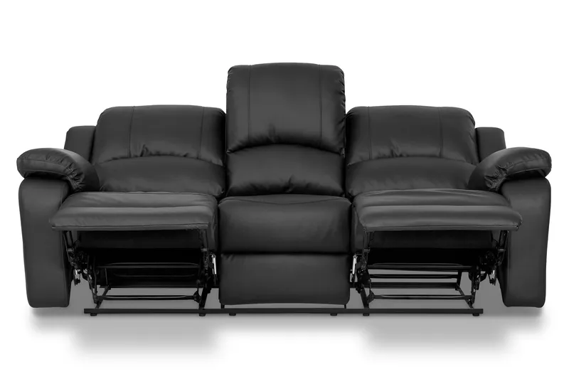 Norbo Recliner Sofa Gruppe 3+1 - Fällbar sofa lænestol - Biografsofa i kunstlæder - Sort - Møbler - Sofaer - Sofagrupper
