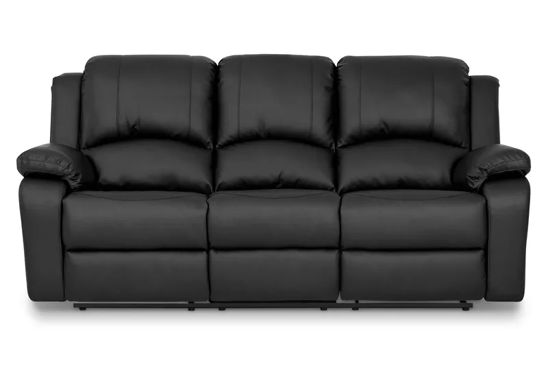 Norbo Recliner Sofa Gruppe 3+1 - Fällbar sofa lænestol - Biografsofa i kunstlæder - Sort - Møbler - Sofaer - Sofagrupper