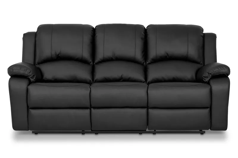 Norbo Sofa Gruppe Recliner 3+2+1 - Fällbar sofa lænestol - Biografsofa i kunstlæder - Sort - Møbler - Sofaer - Sofagrupper - Sofasæt 3+2+1