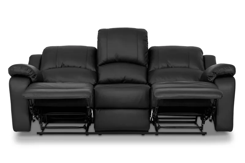 Norbo Sofa Gruppe Recliner 3+2+1 - Fällbar sofa lænestol - Biografsofa i kunstlæder - Sort - Møbler - Sofaer - Sofagrupper - Sofasæt 3+2+1